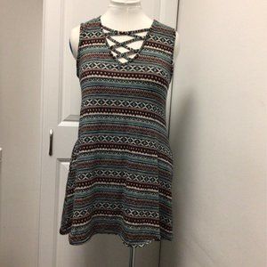 Bobbie Brooks Southwest Print Sleeveless Mini Dress, Size L